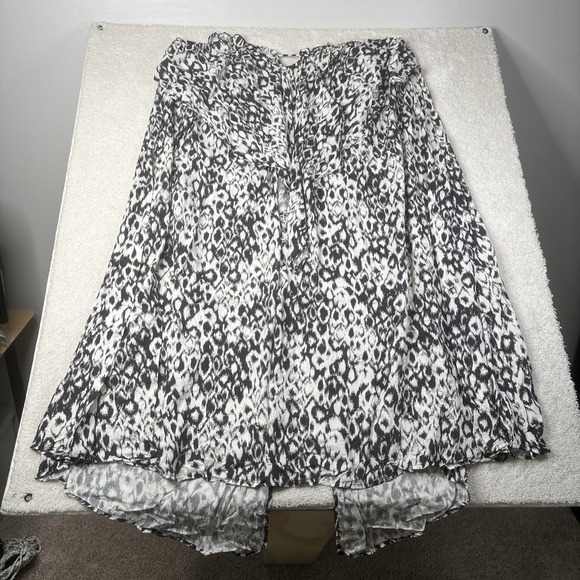 Anthropologie Strappy Midi Dress Women's XL Black White Animal Print Oversized - Picture 11 of 16